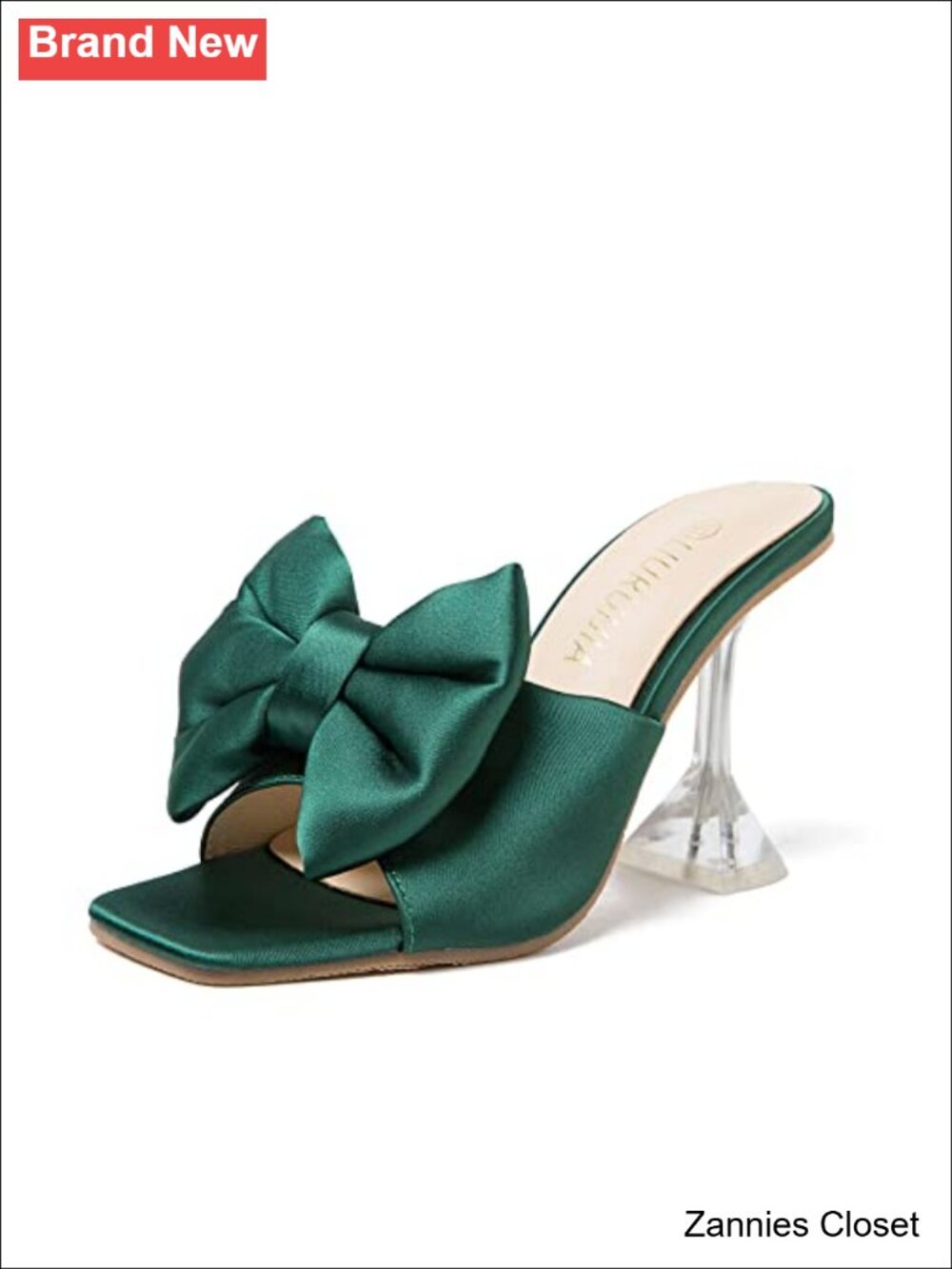 ✨ LIURUIJIA Satin Bow Mule Heels Square Open Toe Slip On Dressy Sandals Party
